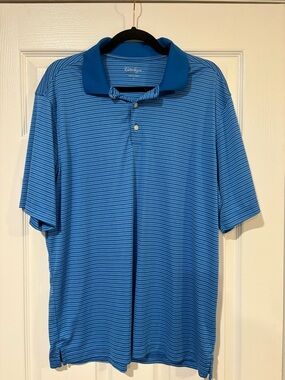 Walter Hagen Turquoise & Navy Thin-Strip Polo